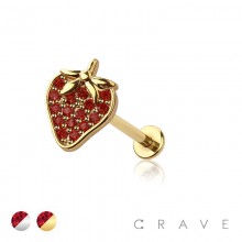 STRAWBERRY MULTI CZ TOP THREADLESS (PUSH IN) 316L SURGICAL STEEL LABRET SET